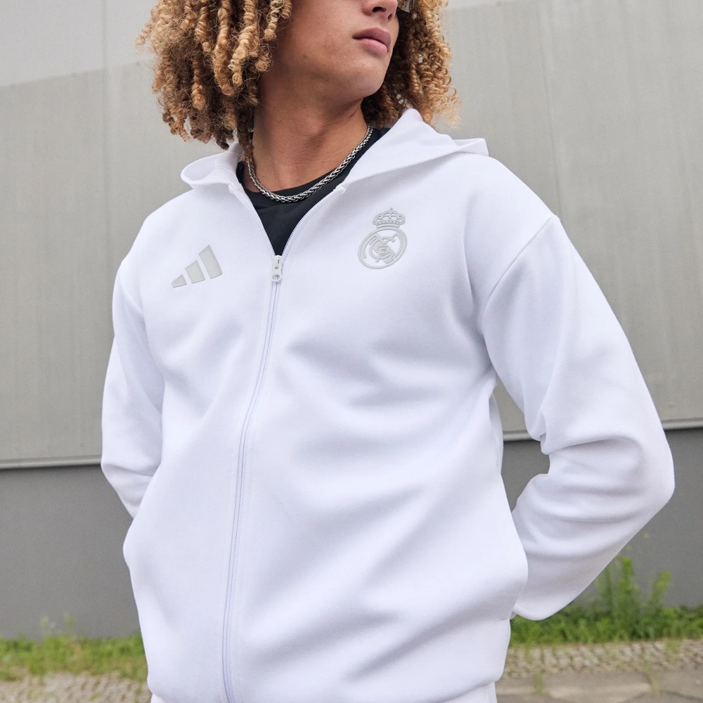 Adidas White Real Madrid Hoodie Unisex XXL - Picture 3 of 10